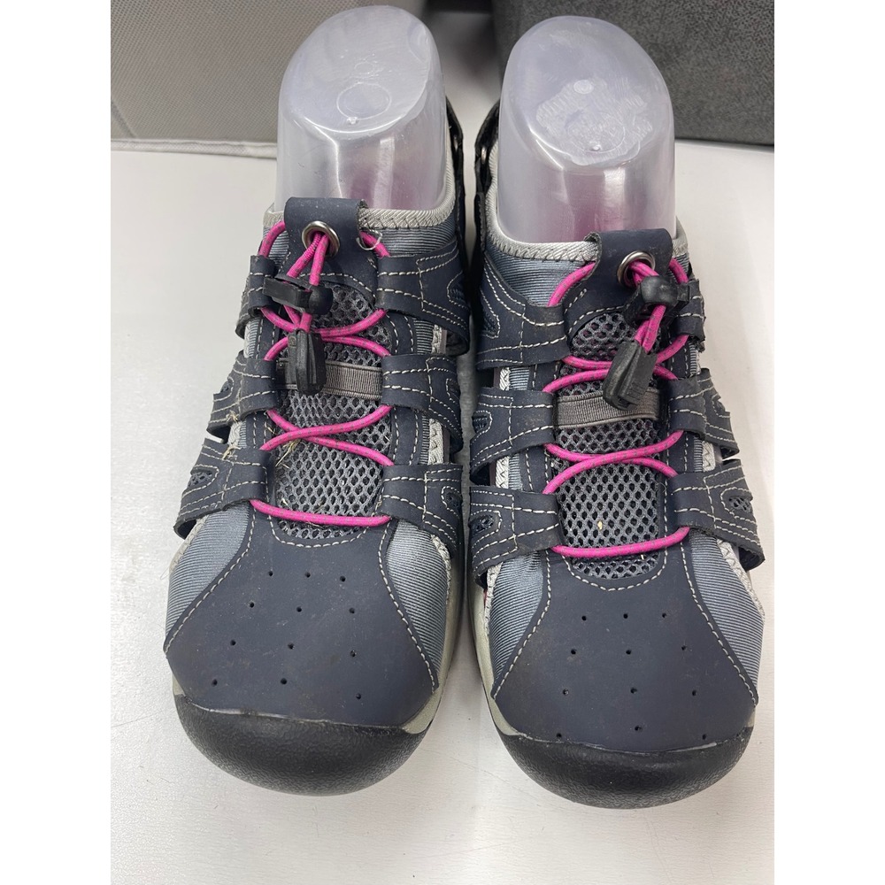 Khombu Womens Navy Blue‎ Pink Bungee Cord Hiking Water Sandals Shoes 7.5